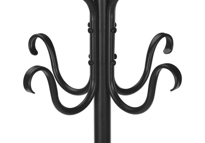 Coat Rack, Hall Tree, Free Standing, 8 Hooks, Entryway, Transitional - Black