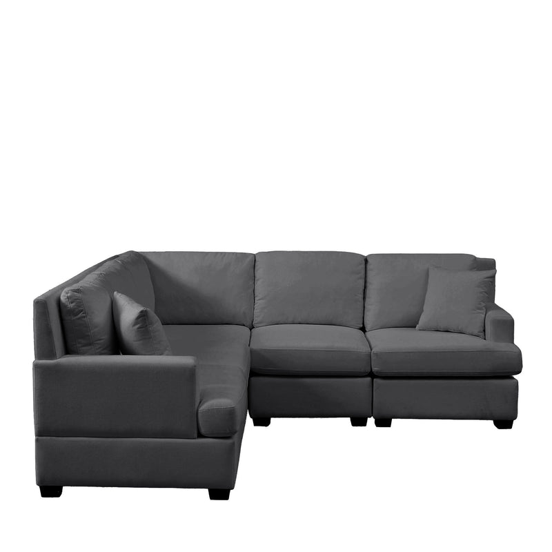 U_Style Sectional Modular Sofa with 2 Tossing cushions and Solid Frame for Living Room