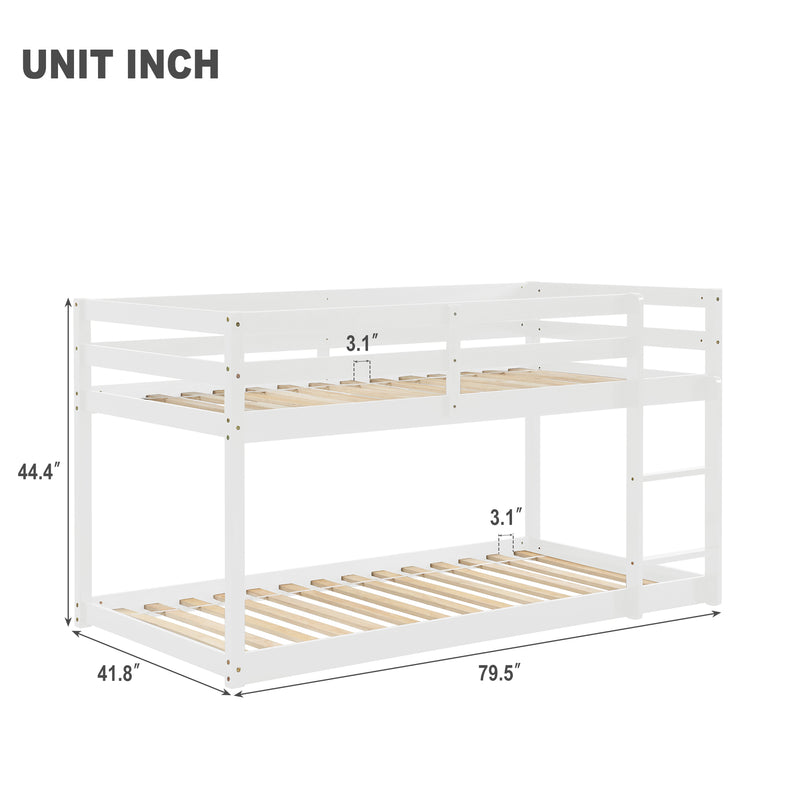 Twin over Twin Floor Bunk Bed, White(New SKU:W504P148538)