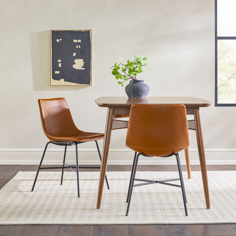 Modern Upholstered Dining Chair With Metal X Base (Set of 2)