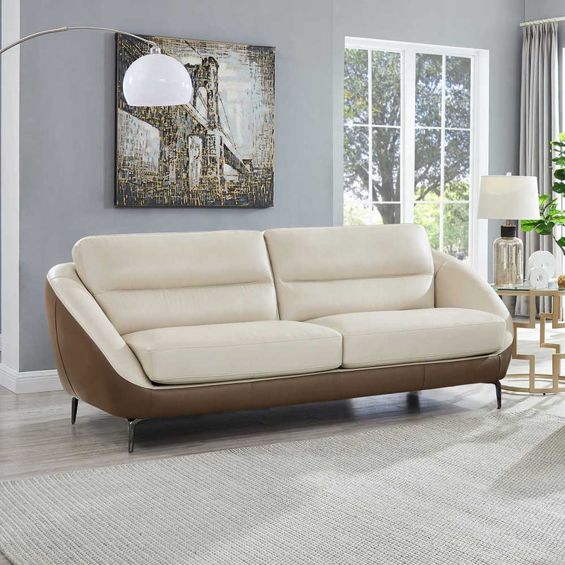 Makena - Leather Sofa - Beige