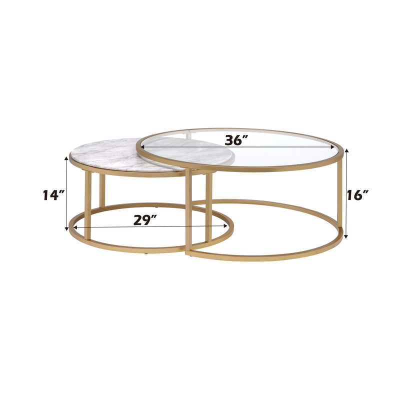 Shanish - Engineered Stone Top Nesting Table Set - Gold