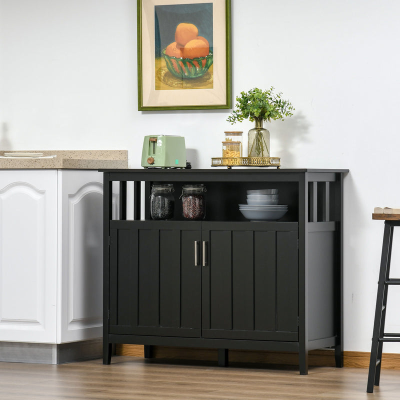 Homcom - Sideboard Buffet Cabinet, Kitchen Cabinet, Coffee Bar Cabinet With 2 Doors And Adjustable Shelves For Entryway Living Room - Black