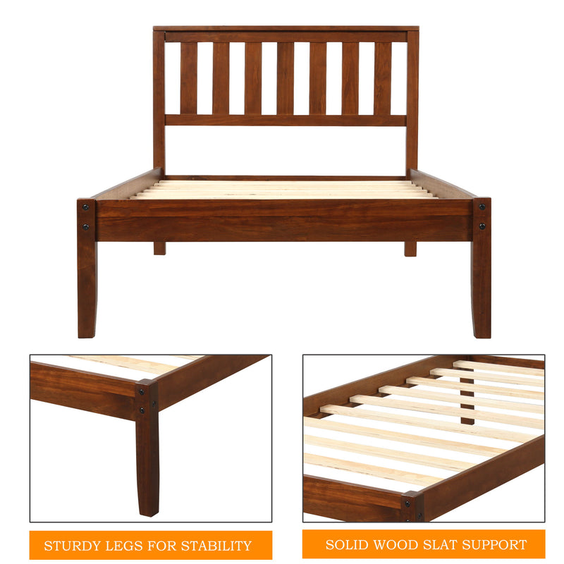 Platform Bed With Headboard / Wood Slat Support