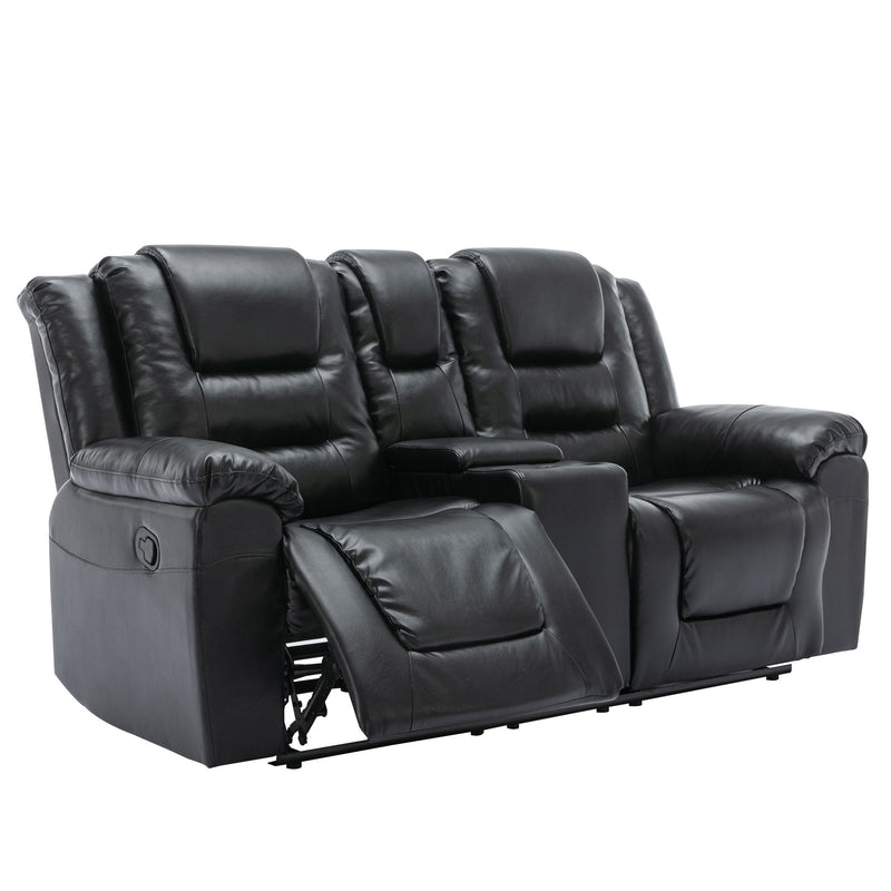 2 Seater Home Theater Recliner Manual Recliner Chair With A Storage Box And Two Cup Holders For Living Room