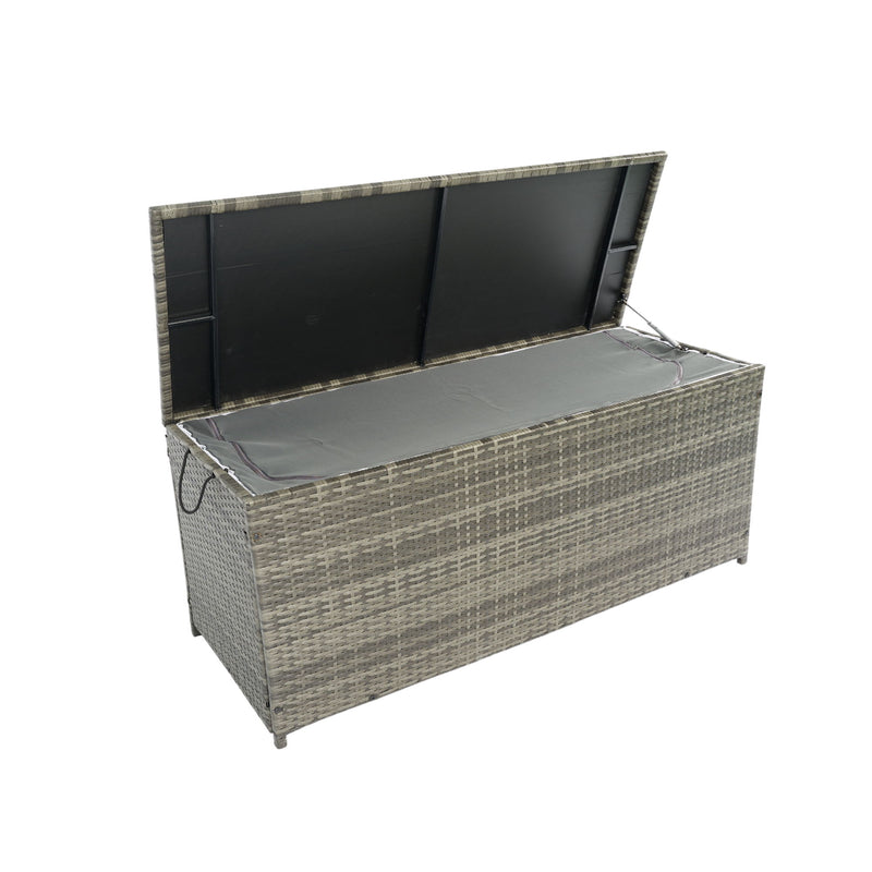 Outdoor Storage Box, Wicker Patio Deck Boxes With Lid, Outdoor Cushion Storage For Kids Toys, Pillows, Towel, Wicker