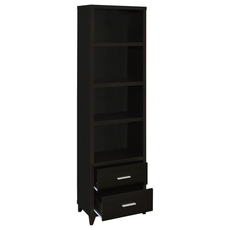 Lewes - 4-Shelf Engineered Wood Media Tower - Cappuccino - Atlantic Fine Furniture Inc