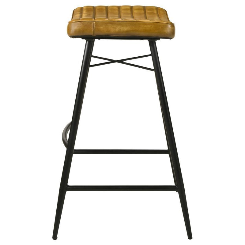 Bayu - Leather Upholstered Saddle Seat Backless Bar Stool (Set of 2)