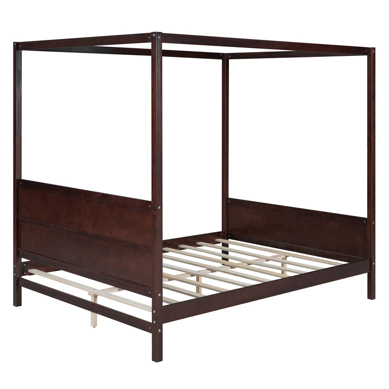 Queen Size Canopy Platform Bed with Headboard and Footboard,Slat Support Leg - Espresso(OLD SKU:LT001912AAP)