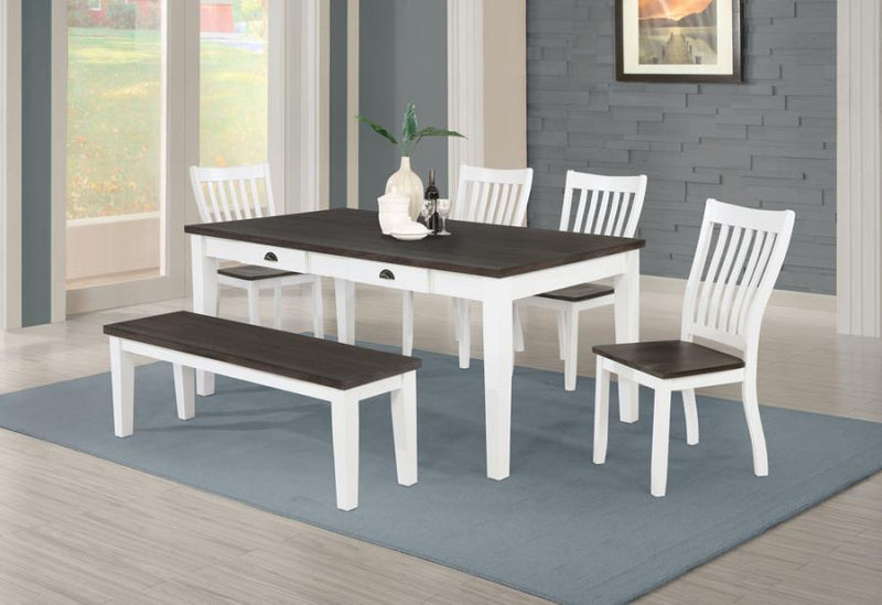 Kingman - 4-Drawer Dining Table - Distressed White - Atlantic Fine Furniture Inc