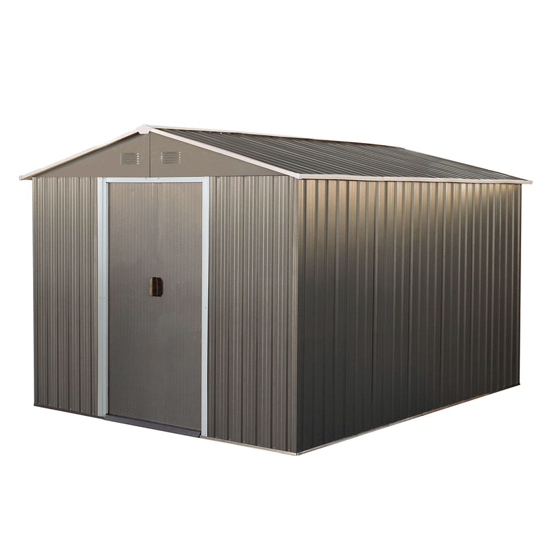 8X10Ft Outdoor Metal Storage Shed - Gray