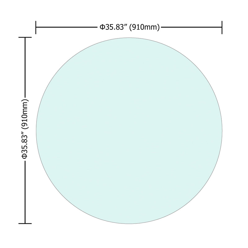 36" Round Tempered Glass Table Top Clear Glass 1 / 4’’" Thick Round Polished Edge - Transparent