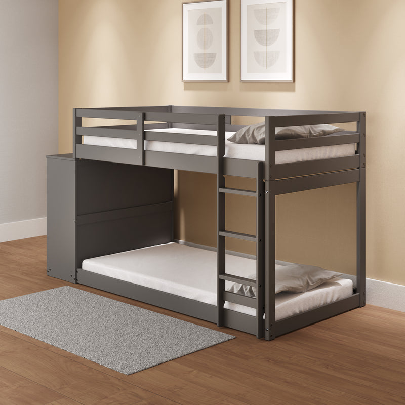 ACME Gaston Twin/Twin Bunk Bed w/Cabinet, Gray Finish BD01372