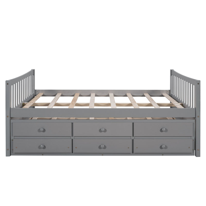 Full Size Daybed With Twin Size Trundle And Drawers, Full Size