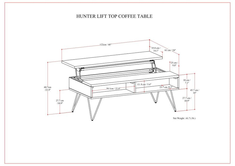 Hunter - Handcrafted Lift Top Coffee Table