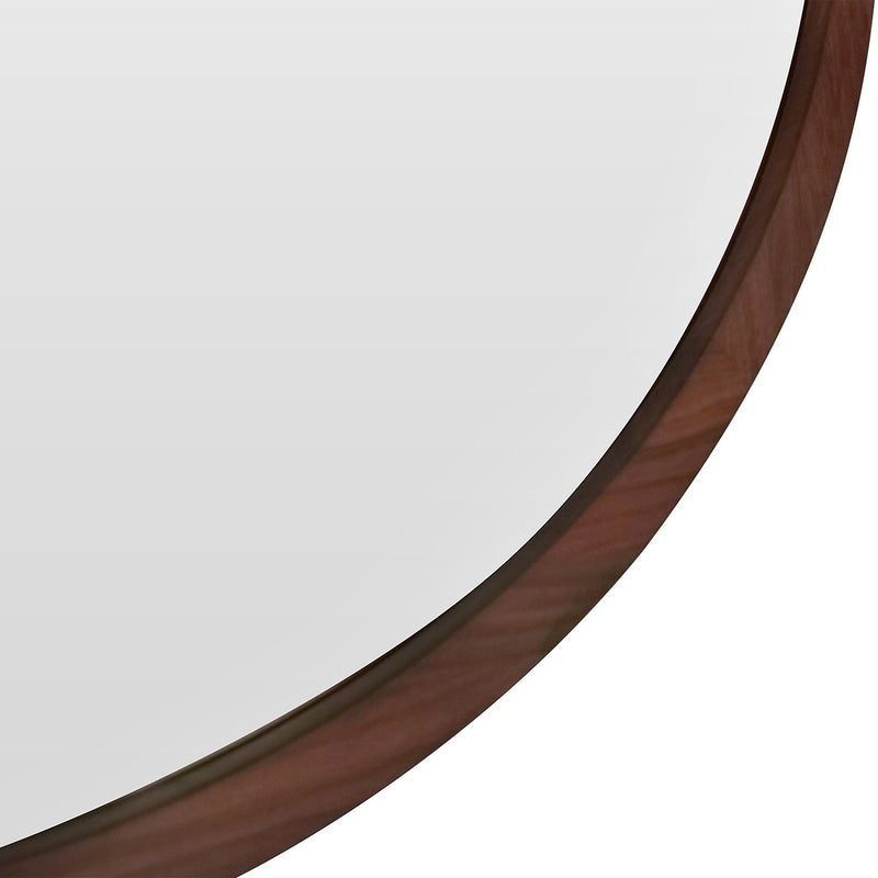 Hausen - Mid-Century Modern Round Accent Wall Mirror - Brown Walnut