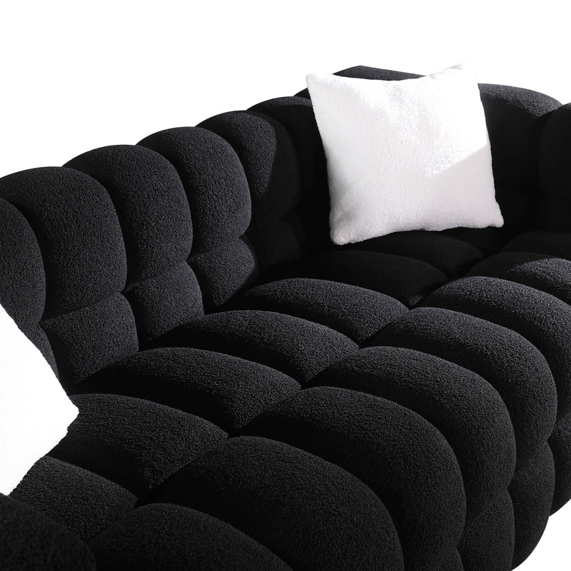 84.3 length ,35.83" deepth ,human body structure for USA people,  marshmallow sofa,boucle sofa ,White color,3 seater