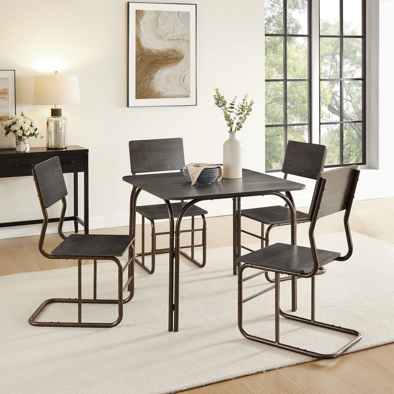 5 Piece Wood Table & 4 Chairs, Modern Dining Table Furniture Set For Home, Kitchen, Dining Room, Dining Table And Chair - Gray