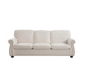 Soft Sofa, Upholstered 3 Seater Couch With High Density Foam, Loose Back Cushions And Turned Legs