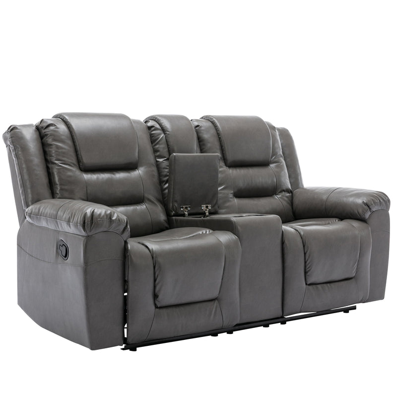 2 Seater Home Theater Recliner Manual Recliner Chair With A Storage Box And Two Cup Holders For Living Room