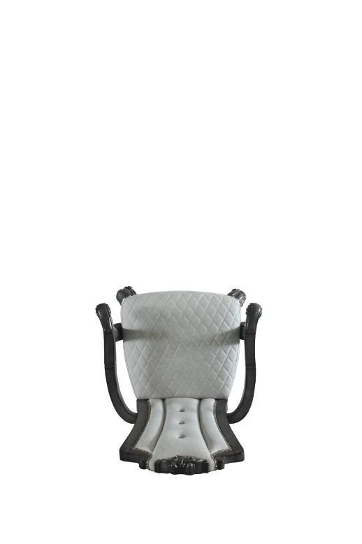 House - Delphine - Chair (Set of 2) - Two Tone Ivory Fabric, Beige PU & Charcoal Finish