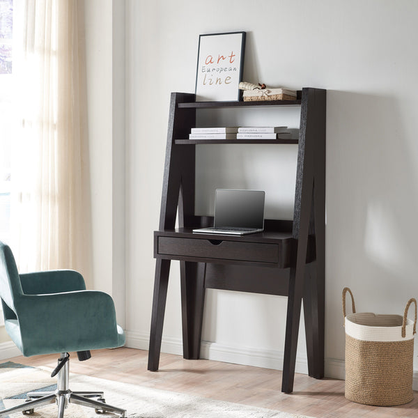 Ladder Desk Two Tone, Home Office Study Desk With Drawer And Two Shelves