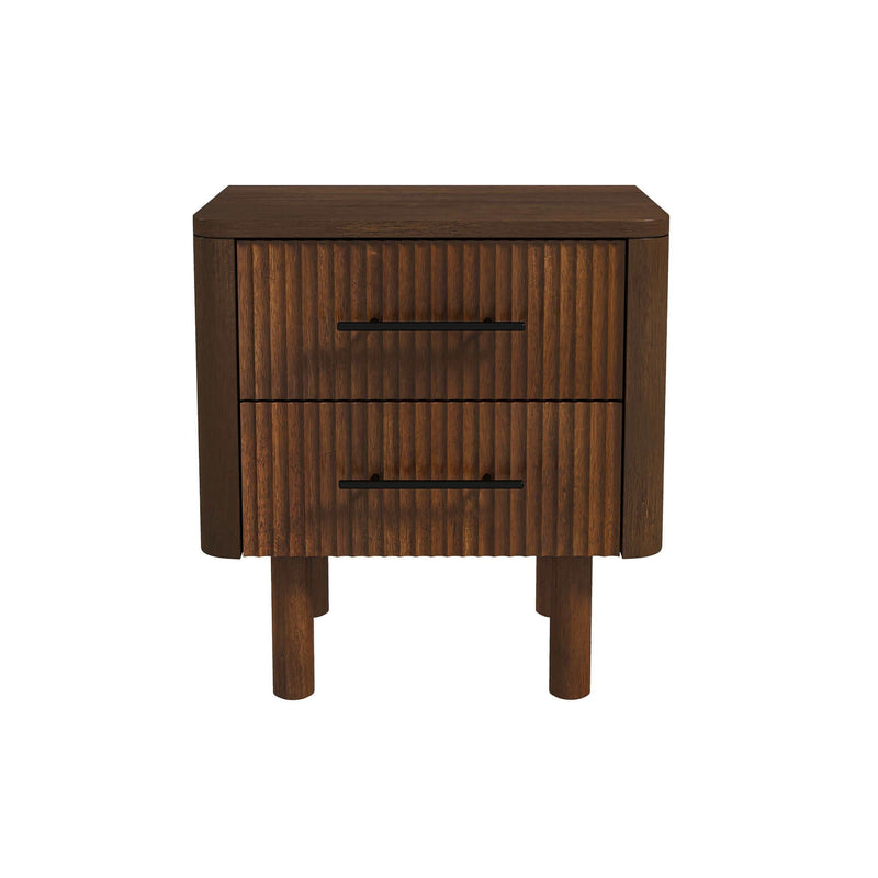 Logan - Mid-Century Modern Nightsd Bed Side Tables With 2 Drawers - Brown