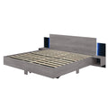 Floating Platform Bed, With LED Lights, Bedside Nightstand