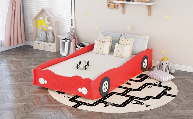 Twin Size Car-Shaped Platform Bed, Red