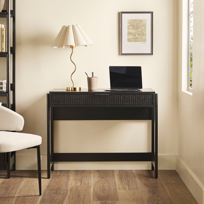 Transitional Reeded Writing Desk With Drawer