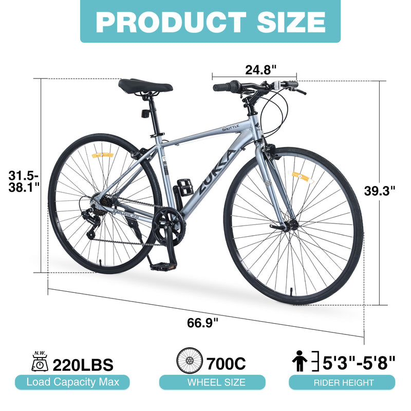 Shimano - 7 Speed Hybrid Bike Aluminum Alloy Frame C-Brake 700C Road Bike For Men Women's City Bicycle