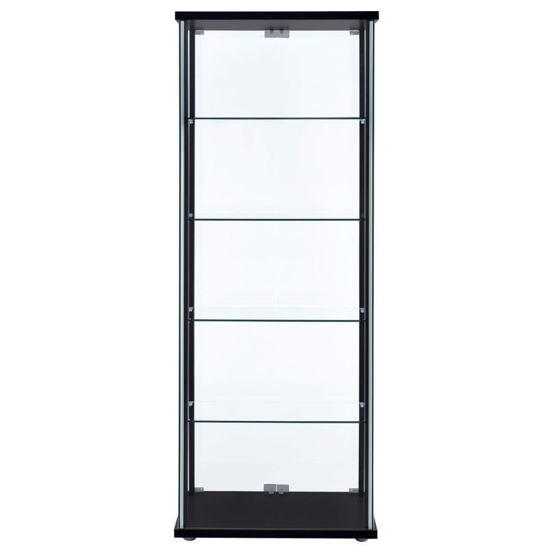 Delphinium - 5-Shelf Clear Glass Curio Display Cabinet - Black