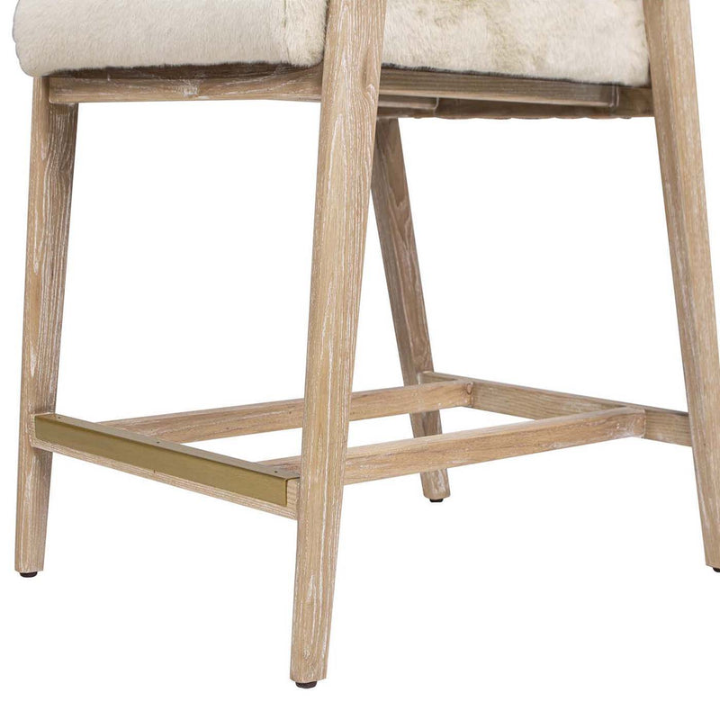 Arizona - Solid Ash Upholstered Counter Stool With Rope Detail - Creme De La Creme White