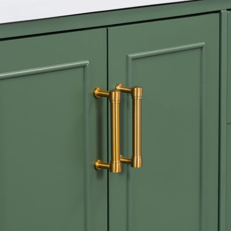 Traditional Bathroom Vanity With Resin Sink Combo Set, Bathroom Cabinet With Two Doors And Four Drawers