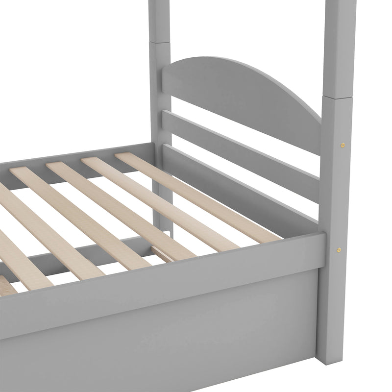 Twin L-Shaped Bunk bed with Trundle-Gray{OLD SKU:LP000024AAE}