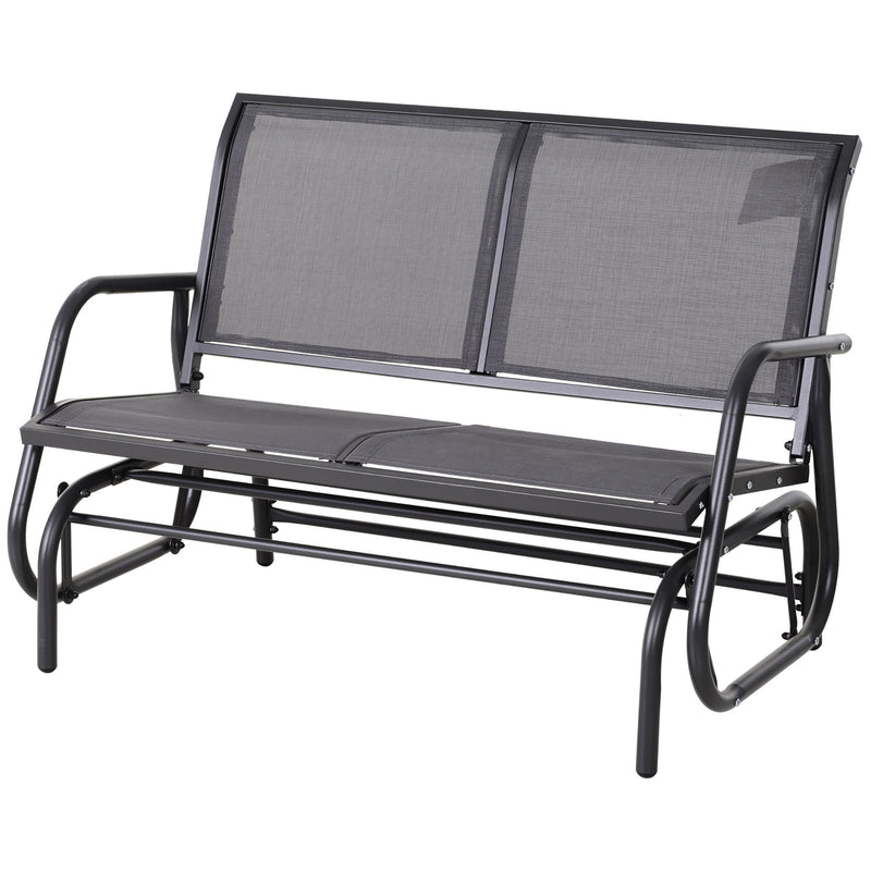 Outsunny - 2 Person Outdoor Glider Bench, Patio Double Swing Rocking Chair Loveseat With Powder Coated Steel Frame For Backyard Garden Porch - Gray