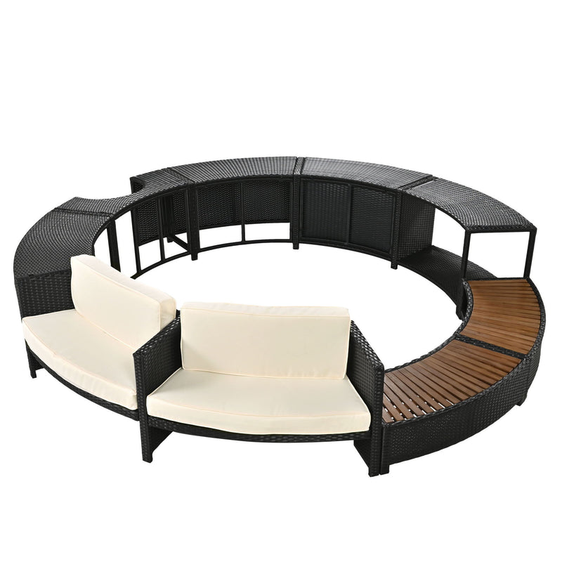 Spa Surround Spa Frame Patio Rattan Sofa Set With Storage Spaces, Mini Sofa And Comfortable Cushion For Patio, Backyard