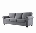 Soft Sofa, Upholstered 3 Seater Couch With High Density Foam, Loose Back Cushions And Turned Legs