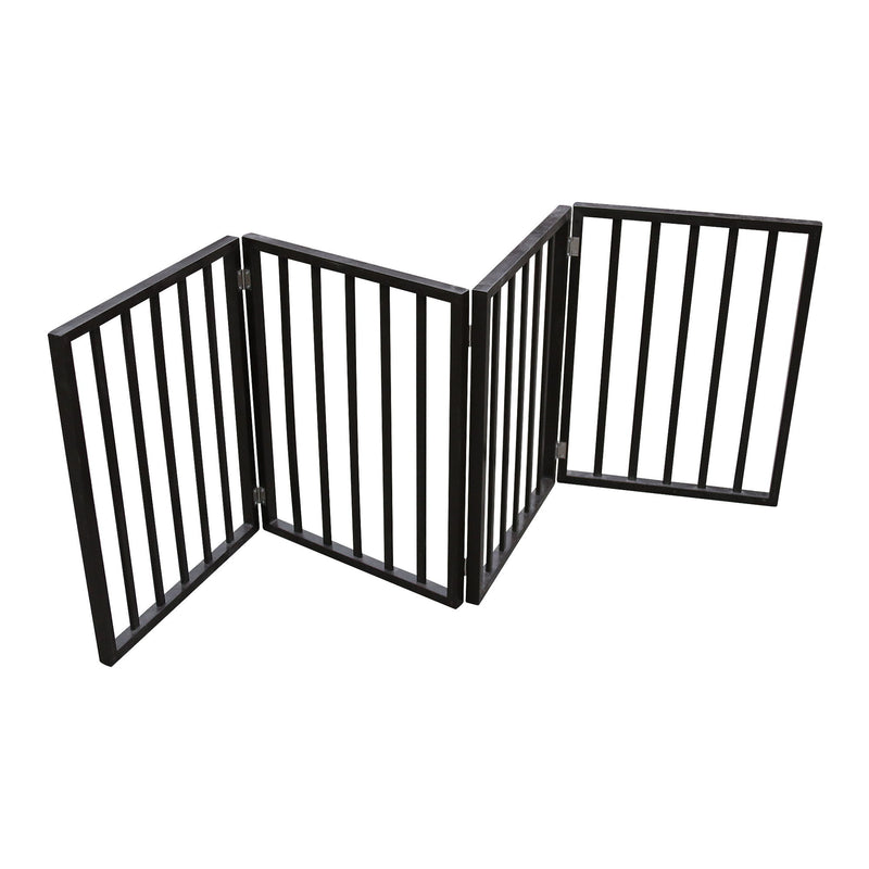 Pet Gate Dog Gate For Doorways, Stairs Or House Freestanding, Folding - Dark Brown