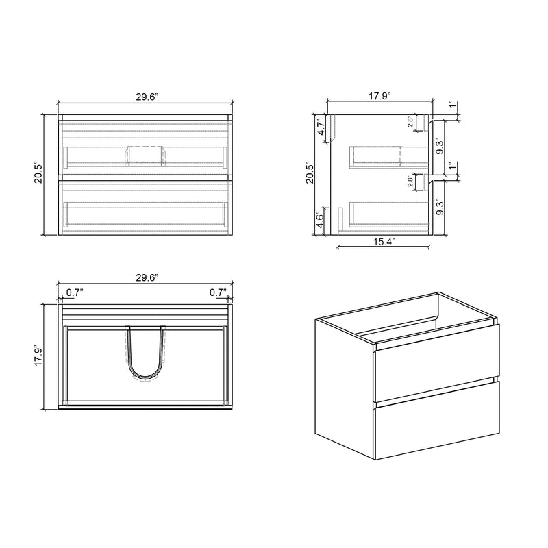 Alice - Bathroom Vanity Wall Mounted With Sink, Large Storage Floating Bathroom Vanity For Modern Bathroom, One-Piece Sink Basin Without Drain And Faucet