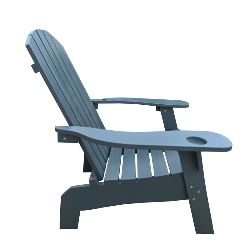 Outdoor Or Indoor Wood Adirondack Chair With An Hole To Hold Umbrella, On The Arm