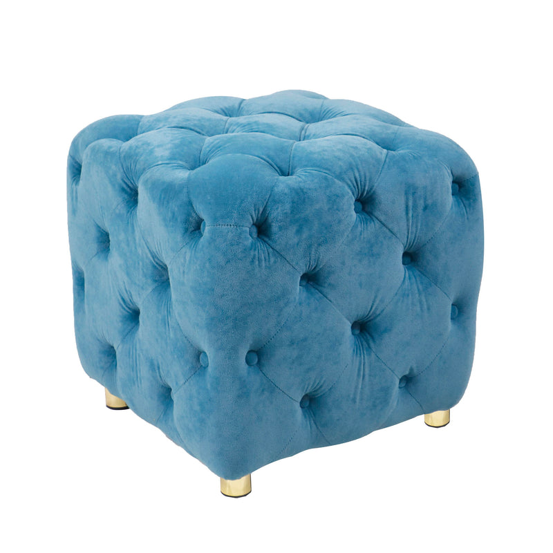 Modern Velvet Upholstered Ottoman, Exquisite Small End Table, Soft Foot Stool, Dressing Makeup Chair, Comfortable Seat For Living Room, Bedroom, Entrance