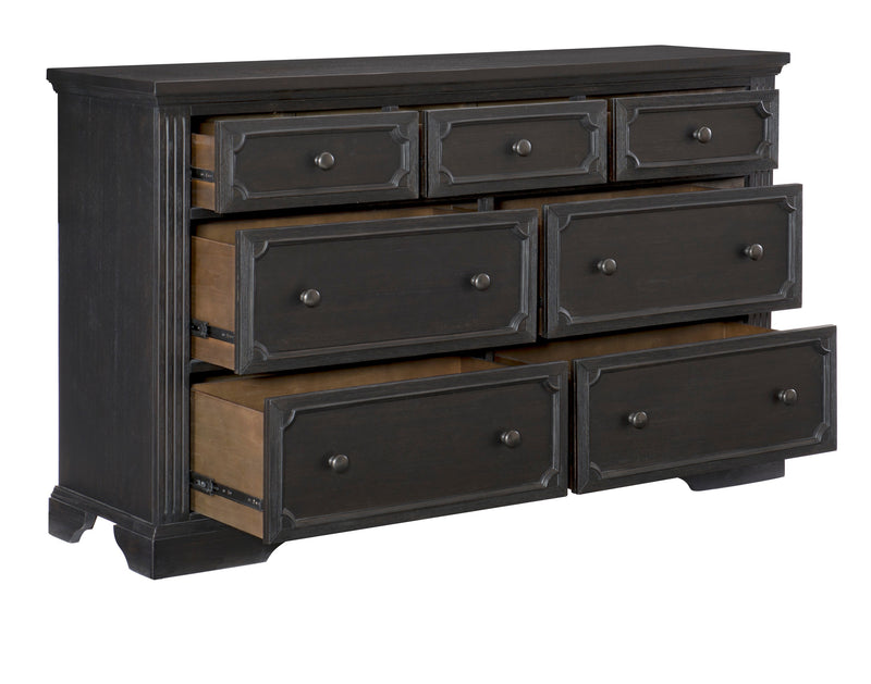 Charcoal Finish Traditional Dresser of 7 Storage Drawers Wooden Bedroom Furniture 1pc Rustic Style