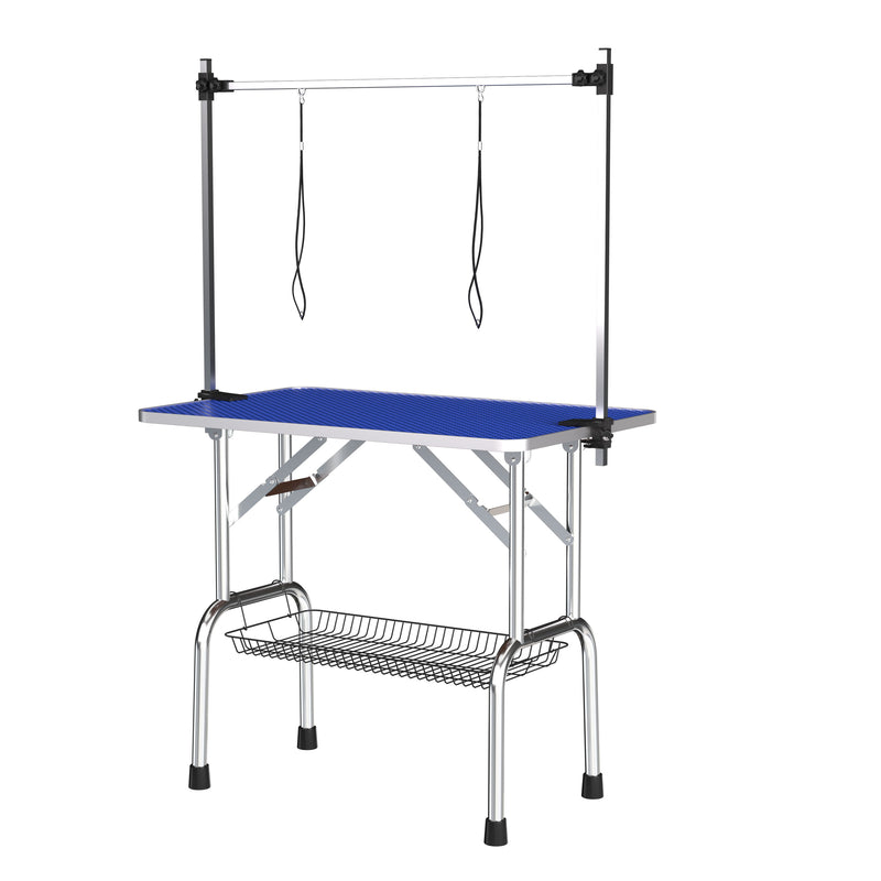 Large Size Grooming Table For Pet Dog And Cat With Adjustable Arm And Clamps Large Heavy Duty Animal Grooming Table - Blue