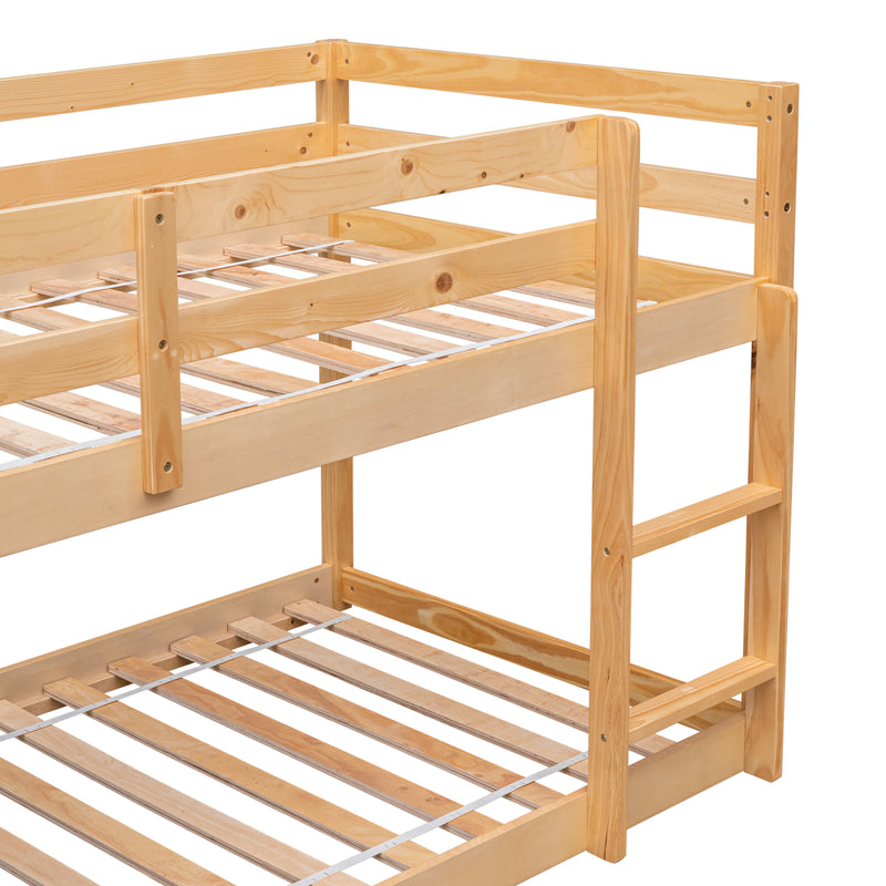 Twin over Twin Floor Bunk Bed,Natural(New SKU:W504P148543)