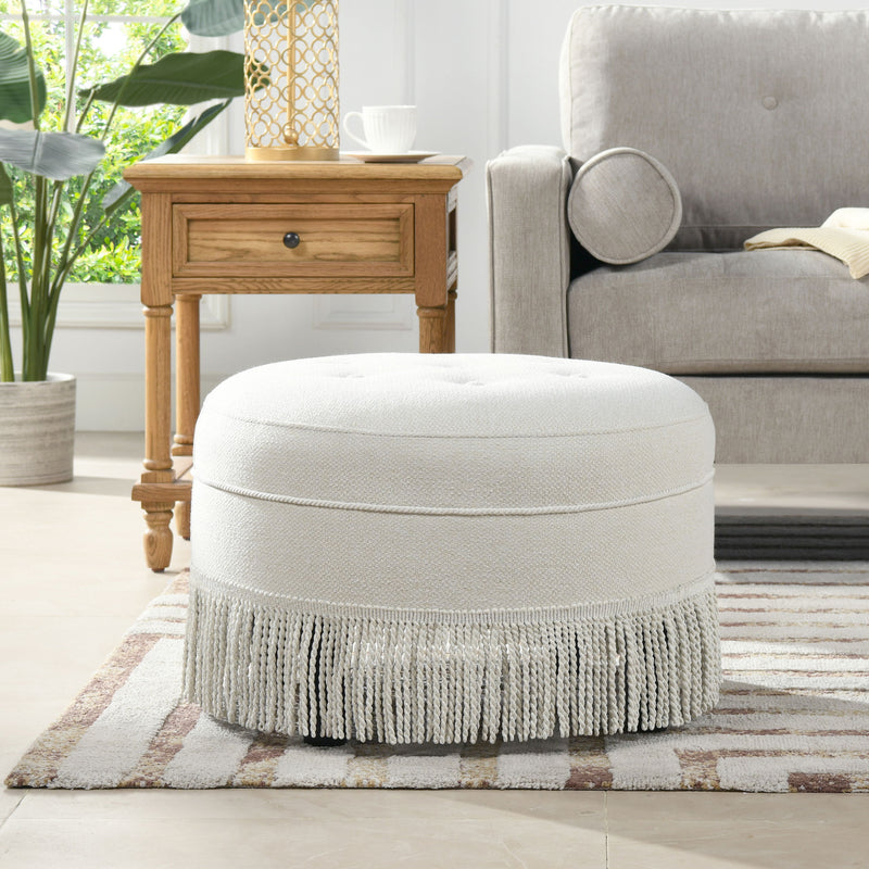 Yolanda - Round Upholstered Accent Ottoman