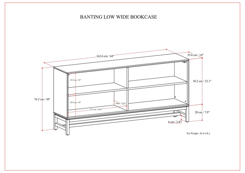 Banting - Low Wide Bookcase - Walnut Brown