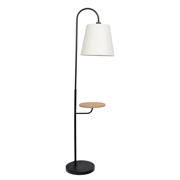 Seoul - Floor Lamp With Rotary Switch Wood Table Base - Black / White