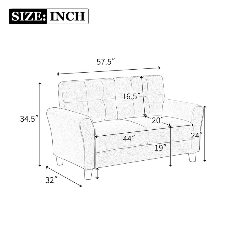 Modern Living Room Loveseat Linen Upholstered Couch Furniture For Home Or Office