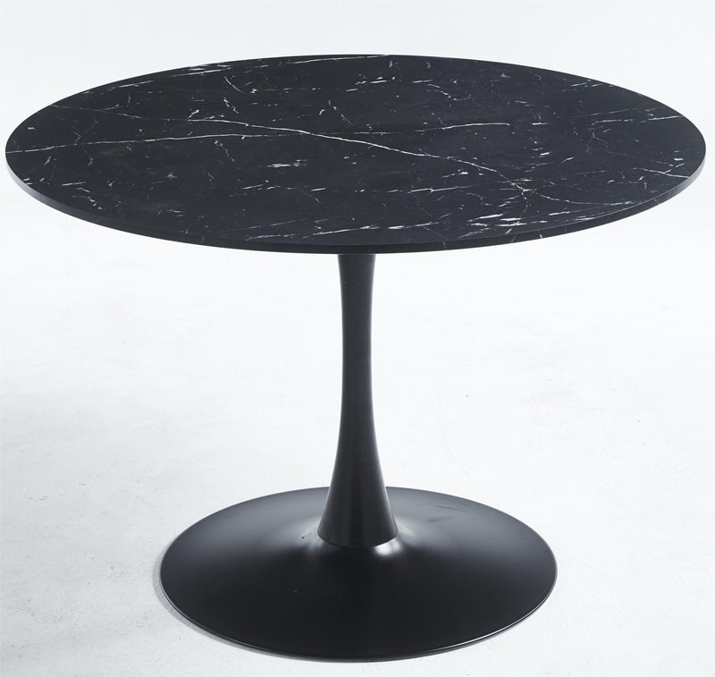 42.1" Tulip Table Mid-Century Dining Table For 4-6 People With Round MDF Table Top, Pedestal Dining Table, End Table Leisure Coffee Table - Black